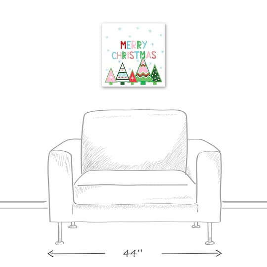Merry Christmas Trees Canvas Wall Art